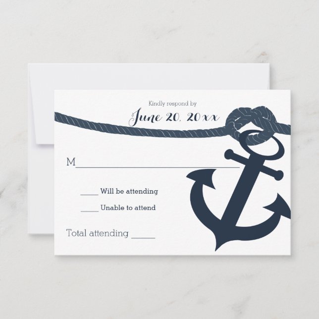 Nautical Anchor and Rope Wedding Response Dark (Front)