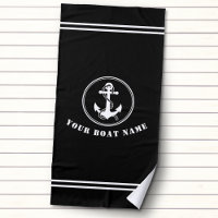 Nautical Anchor and Rope with Boat Name Black