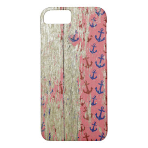 nautical anchor and rustic wood iPhone 8/7 case