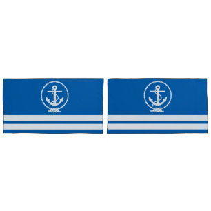 Nautical Anchor and Stripes Pattern Pillowcase