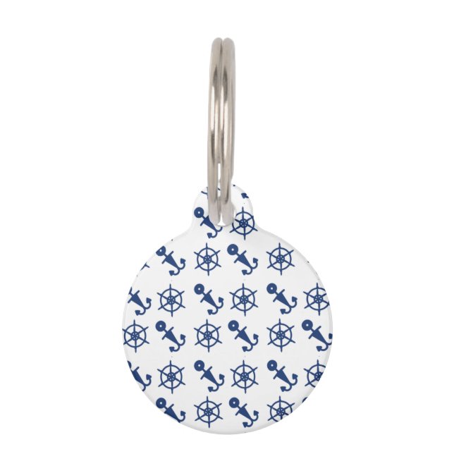 Nautical Anchor and Wheel Dog Tag (Front)