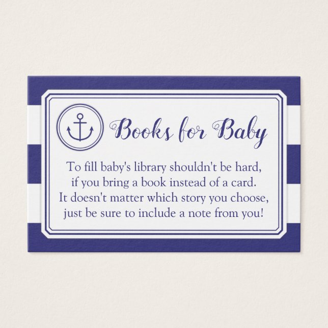 Nautical Anchor Baby Shower Book Request Card (Front)