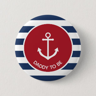 Nautical anchor baby shower button - daddy to be