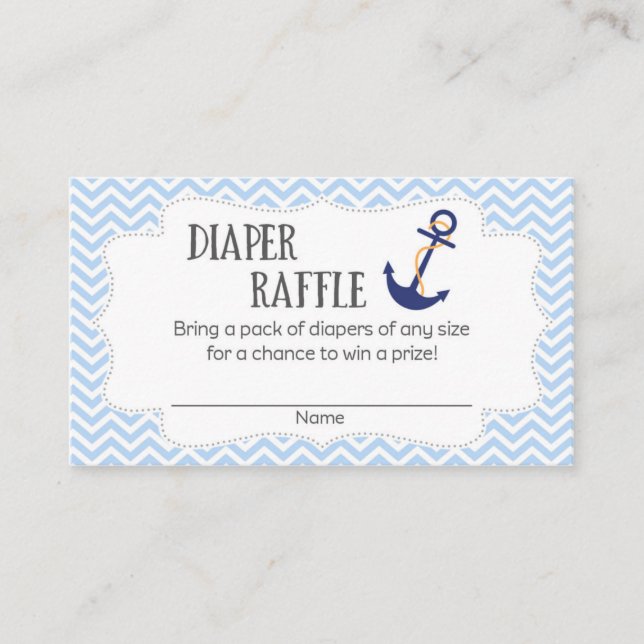 Nautical Anchor Baby Shower Diaper Raffle Tickets Enclosure Card (Front)
