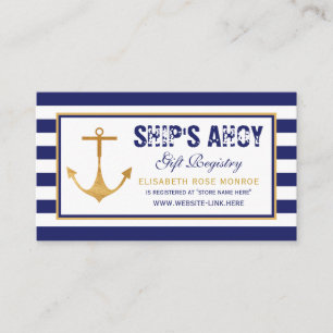 Nautical Anchor Baby Shower Gift Registry Enclosure Card