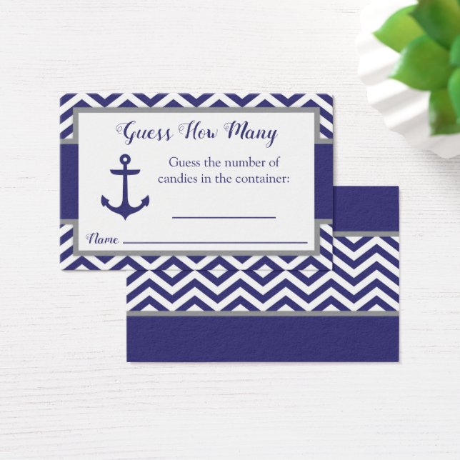 Nautical Anchor Baby Shower Guess How Many Card (Desk)