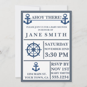 Nautical Anchor Baby Shower Invitation