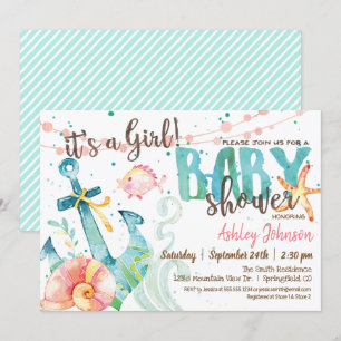 Nautical Anchor Baby Shower invitation, Girl Invitation