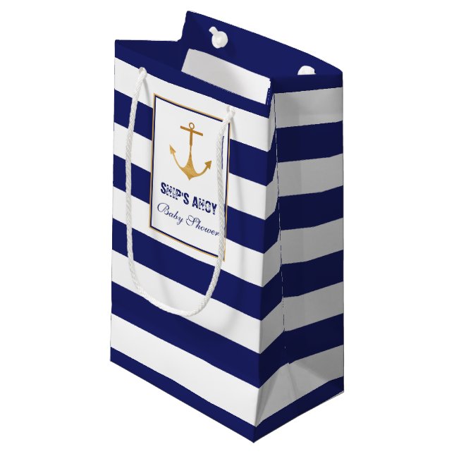 Nautical Anchor Baby Shower Small Gift Bag (Front Angled)