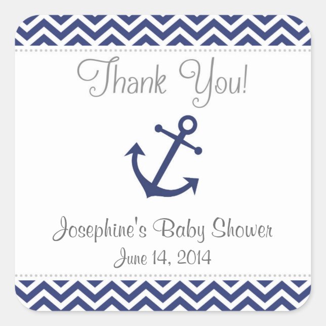 Nautical Anchor Baby Shower Stickers (Front)