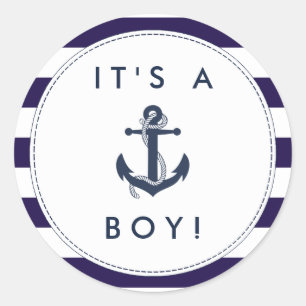 Nautical Anchor Baby Shower Stickers - It's A Boy!