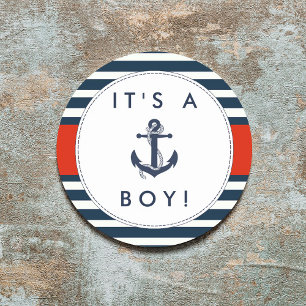 Nautical Anchor Baby Shower Stickers - It's A Boy!
