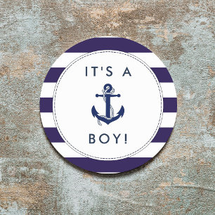 Nautical Anchor Baby Shower Stickers - It's A Boy!
