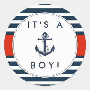 Nautical Anchor Baby Shower Stickers - It's A Boy!