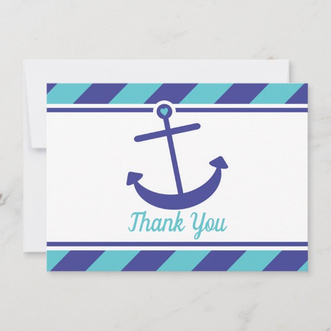 Nautical Anchor Baby Shower Thank You card (Front)