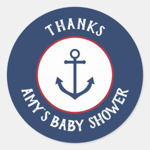 Nautical Anchor Baby Shower Thank You Stickers