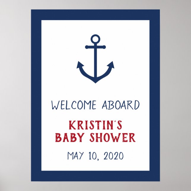 Nautical Anchor Baby Shower Welcome Sign (Front)