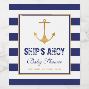 Nautical Anchor Baby Shower Wine Label