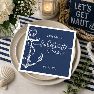 Nautical Anchor Bachelorette Navy Blue Napkin