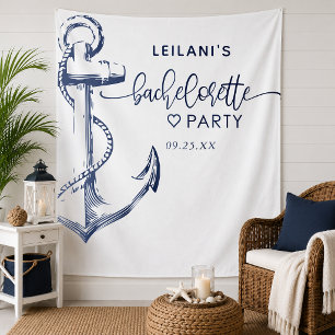 Nautical Anchor Bachelorette White Tapestry