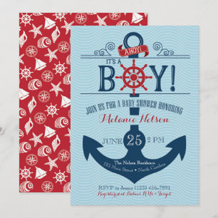 Nautical Anchor Beach Baby Shower Invitation