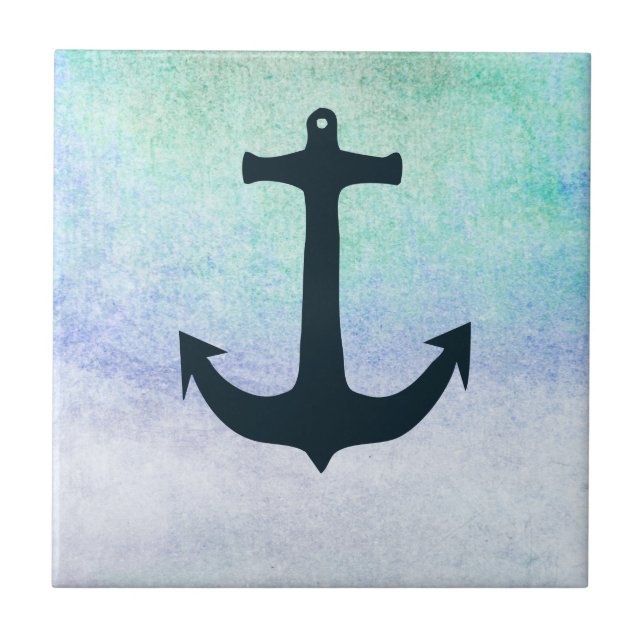 Nautical Anchor Beach Blue Summer vintage Tile (Front)