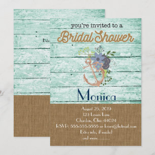 Nautical Anchor Beach Bridal Shower Invitation