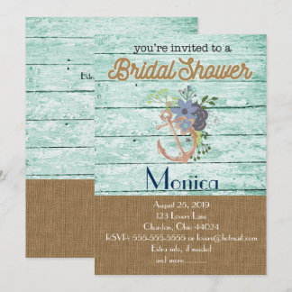 Nautical Anchor Beach Bridal Shower Invitation