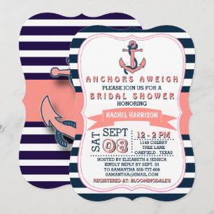 Nautical Anchor Beach Bridal Shower Invitations