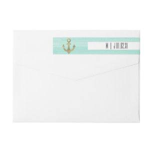 Nautical Anchor Beach Faux Foil Gold Watercolor Wrap Around Label
