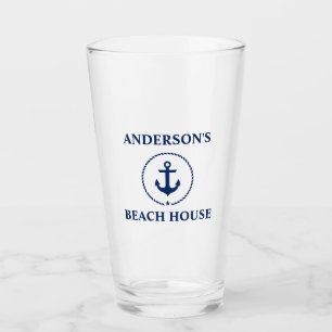 Nautical Anchor Beach House Name Glass
