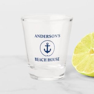 Nautical Anchor Beach House Name Shot Glass