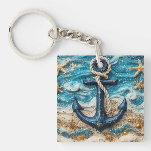 Nautical Anchor Beach Key Ring (Front)