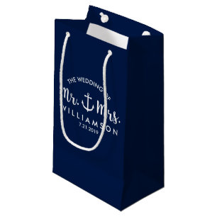 Nautical Anchor  Beach Wedding Personalised Favour Small Gift Bag