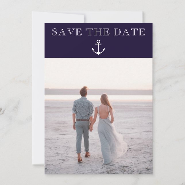 Nautical Anchor Beach Wedding Photo Save The Date (Front)