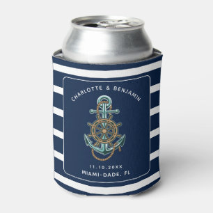 Nautical Anchor Beach Wedding Reception Can Cooler
