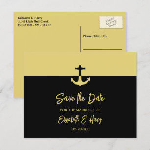 Nautical Anchor, Beach Wedding Save The Date Postcard