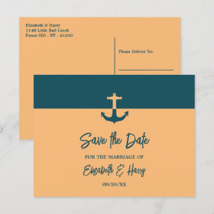 Nautical Anchor, Beach Wedding Save The Date Postcard