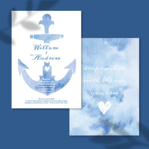 Nautical Anchor Beach Wedding Watercolor Invitation