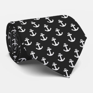 Nautical Anchor Black and White Tie