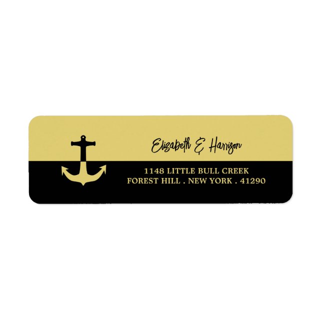 Nautical Anchor - Black Gold - Beach Wedding (Front)