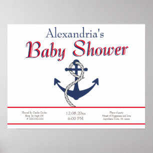 Nautical Anchor Blue Baby Shower invitation Poster