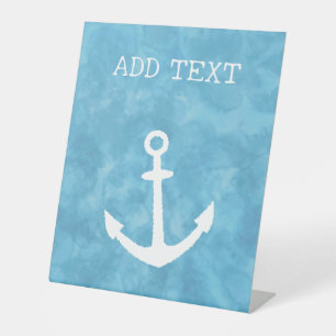 Nautical Anchor Blue Baby Shower Pedestal Sign
