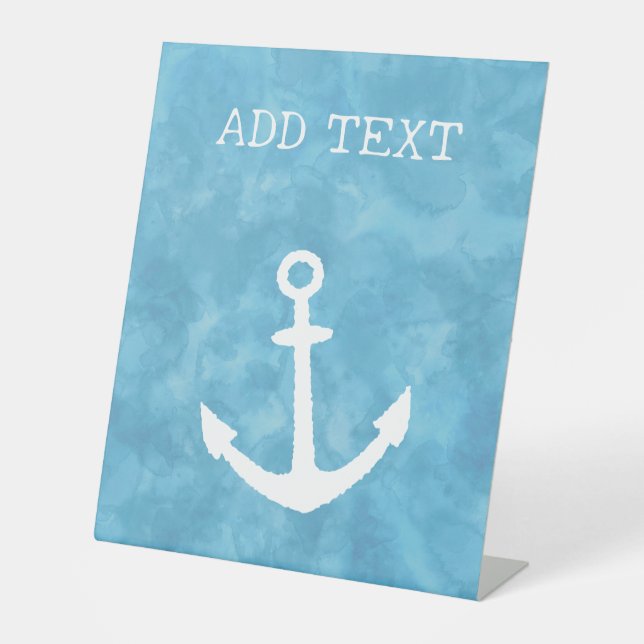 Nautical Anchor Blue Baby Shower Pedestal Sign (Front)