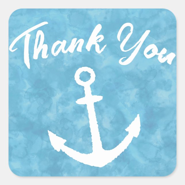 Nautical Anchor Blue Baby Shower Square Sticker (Front)