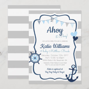 Nautical Anchor Blue Boy Baby Shower Invitation