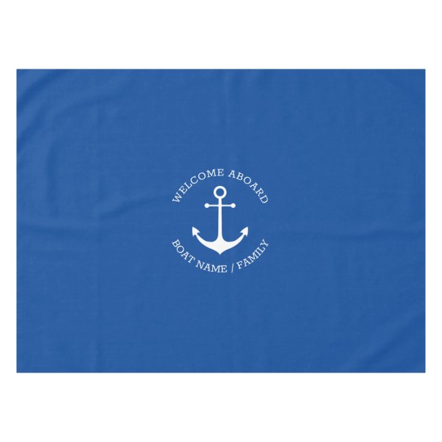 Nautical anchor blue Custom name Welcome Aboard  Tablecloth (Front (Horizontal))