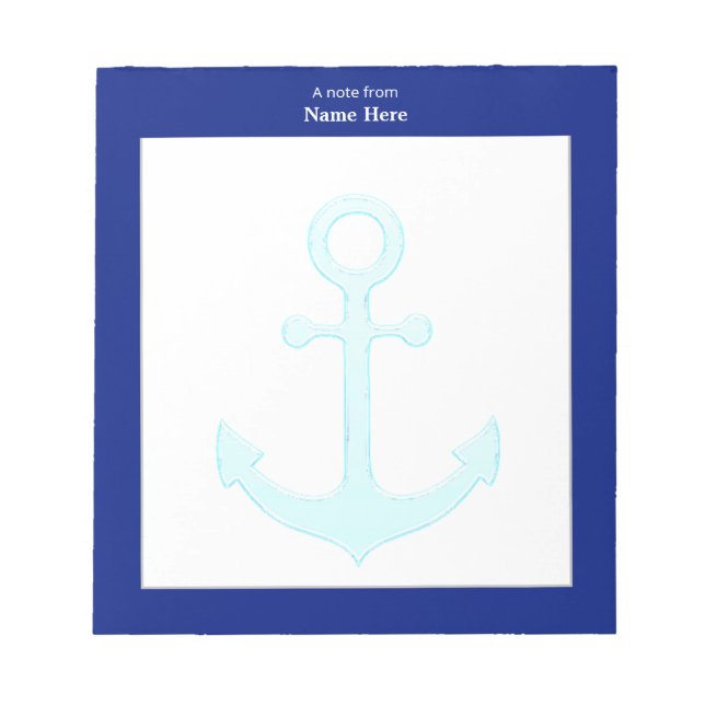 Nautical Anchor & Blue Frame Simple Notepad (Front)
