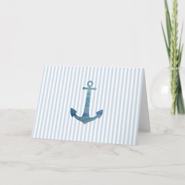 Nautical Anchor Blue Stripe Card (Front)