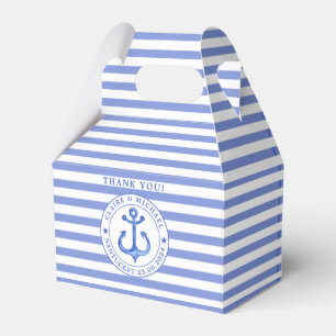Nautical Anchor Blue Striped Thank You Wedding Favour Box